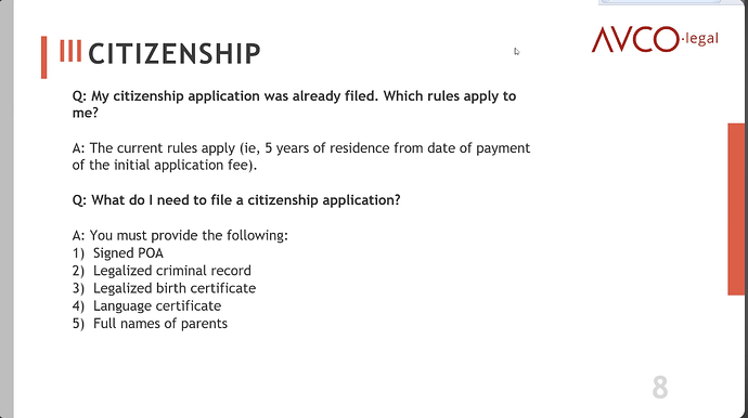 The image presents frequently asked questions and answers regarding citizenship applications, including required documentation and applicable rules. (Captioned by AI)
