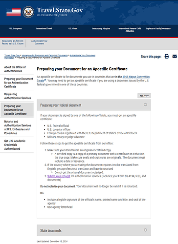 department of state apostille rules