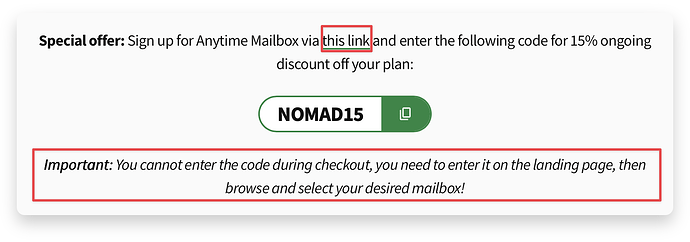 How to get 15% Anytime Mailbox discount